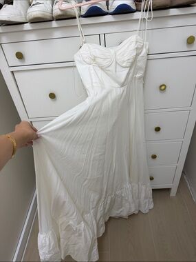 Zara Cream Spaghetti-Strap Maxi Dress with Sweetheart Bust